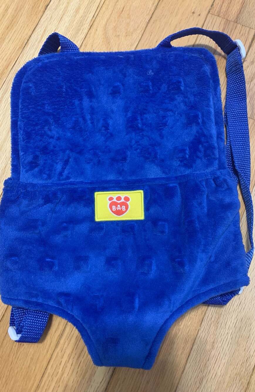 Build-A-Bear Workshop Plush Stuffed Animal Front Carrier Backpack Blue